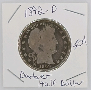 (1) 1892-P Barber Half Dollar - Silver Coin