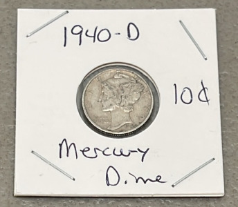 1940-D Mercury Dime (Carded)