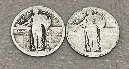 (2) Standing Liberty Silver Quarters (Dates Not Visible)