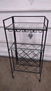 19"x 14"x 39" Glass Top Cast Iron Wine Rack/Bar Rack