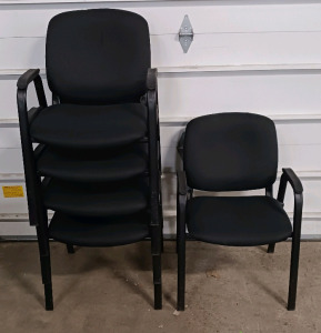 (5) Office Depot Stacking Guest Chairs w/ Armrests - Polyurethane Foam Padding