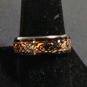 Black Men's Viking/ Nordic Orange Wedding Band