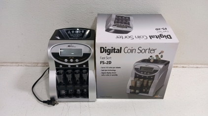 (1) Royal Sovereign FS-2D Digital Coin Sorter - Powers On