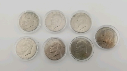 (7) One Dollar Coins- Silver- 1972-1978
