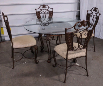 Ashley Iron Scroll Glass Top Dinning Table w/ Matching Side Chairs
