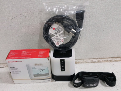(4) Home Electrical & Tech Items - (1) Honeywell T4 Pro Thermostat (1) Black Diamond Headlamp (1) Hetyre Bluetooth Speaker (1) Power Cord
