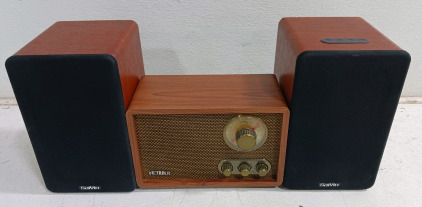 (2) Retro-Style Speakers - (1) Seikvin DS6701+ (1) Victrola Wooden Radio