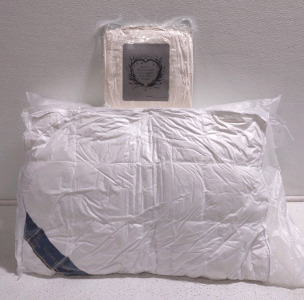(2) Brand New Still in Packaging-Hotel Pillows & a 59"x 39" Gift Packaged [Soft Rabbit Fur Blanket] Super Soft Luxurious Faux Rabbit Fur Throw Blanket - Warm & Cozy For Couch, Bed, Office, Nap, Outdoor Camping And Travel - Versatile All-Season Gift, Chris