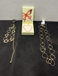 (2) Waist Belts (1) Pink Linen Necklace in Original Packaging