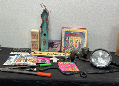 (9) Decor Items (3) Tools (12) Records (1) Barbie Hat Box Toy (12) AAA Maps