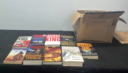 (9) Stephen King Books (1) Box of Assorted Books