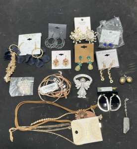 (9) Pairs of Earrings (3) Necklaces (1) Charm (2) Bracelets