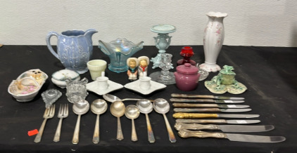 (1) Box of Home Decor & Vintage Silverwear