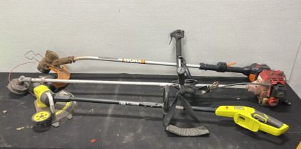 (3) Weed Eaters (2) Battery Operated (1) Gas Powered