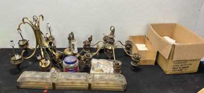 (3) Chandeliers w/ Many Spare Parts & Accessories