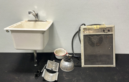 (1) Sink w/ Accessories (1) Thermador Heater (1) Penetray Heating Lamp