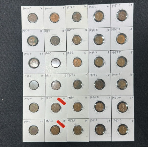 (30) Large Assortment of Various Graded Pennies - 1934-1958 (More Info in Photos)