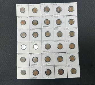 (30) Large Assortment of Various Graded Pennies - 1930-1961 (More Info in Photos)