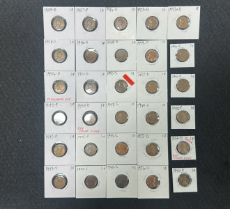 (30) Large Assortment of Various Graded Pennies - 1940-1964 (More Info in Photos)