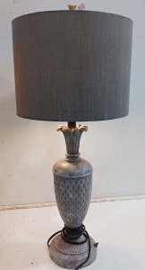 (2) Decorative Table Lamps - Distressed Red & White