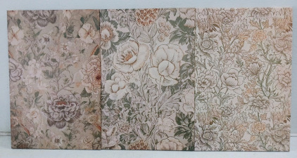 (3) Beige Floral Wall Art - Botanical Canvas Prints - 11&frac34;"x15&frac34;"