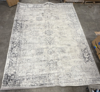 (1) 9ft x 12ft White And Grey Home Decor Rug