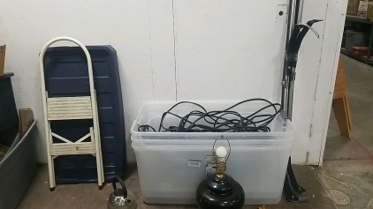 (3) Large Totes w/ Lids, Small Step Stool, Lamp and More!