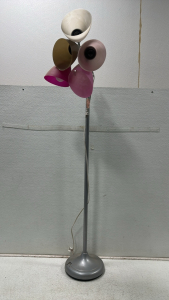 Silver 5-Light Standing Lamp w/ Multi-Color Shade