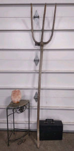 (1) 6' Handmade Wooden Stick Pitch-Fork, (1) Marble Tile Top Corner Standing Shelf, (1) Salt Rock Topper & (1) Paper Organizer Binder Case