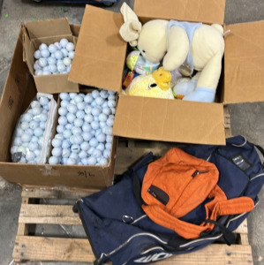 (1) Box of (250+) Golf Balls (1) Golf Ball Warmer (1) Box of Easter Supplies (2) Golf Bags