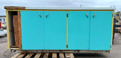 (1) Retro Turquoise & Yellow Work Cabinet - 86&frac14;"x26"x37"