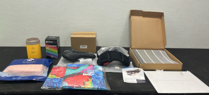 (1) Pack of Pillowcases (1) Bike Seat (1) Blx of Foam Earplugs (2) Night Splints (1) Box of Floor Mats (1) Pull Starter (1) Box of Home Decor Signs