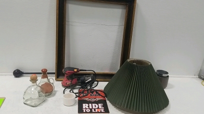 Craftsman Sander, (2) Glass Bottles, Lamp Shade, Picture Frame and More!