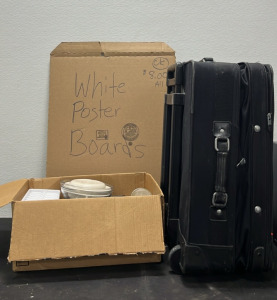 (1) Box of Kitchenware (1) Box of White Poster Boards