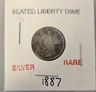 1887 Seated Liberty Dime- Rare Silver Piece