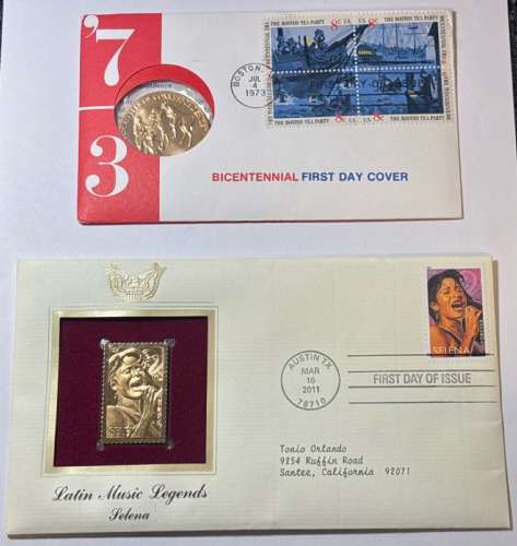 Latin Music Legend Selena Stamp Illustrator With Bicentennial First Day Cover Coin