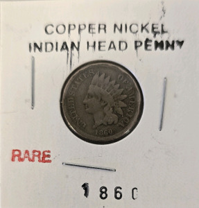 1860 Copper Nickel Indian Head Penny