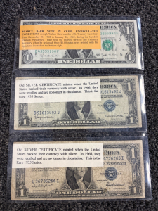(2) Old Silver Certificate With (1) Uncirculated Scare Barr Note