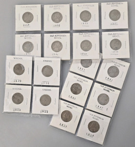 (14) Old Jefferson Nickles (Oldest 1941, Newest 1959), (4) V-Nickels
