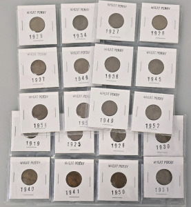 (20) Wheat Pennies- Oldest 1919, Newest 1957