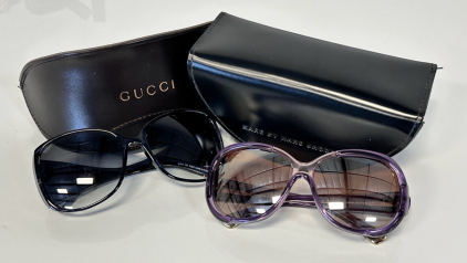 Tod's Sunglasses Made In Italy 135 With Gucci Case And Balenciaga Sun Glasses 0004/S Italy In Marc Jacob's Leather Case