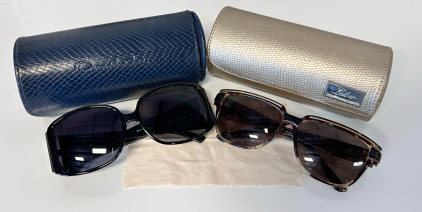 (2) Pairs Of Sun Glasses: LB Sunglasses And Gianfranco Ferre Sunglasses From Italy In Oscar De La Renta Case