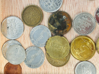 Vintage Cigar Box With Tokens And Coins - 5