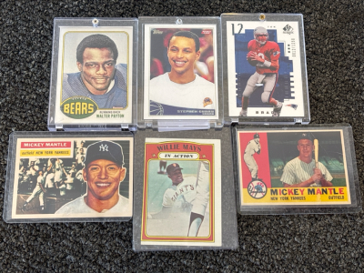 (6) Collectible Sports Cards Including Mickey Mantle, Walter Payton And More