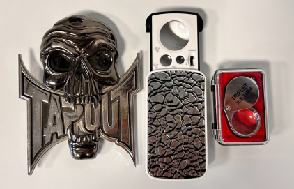 Tap Out Belt Buckle And (2) Jewelers Loupes