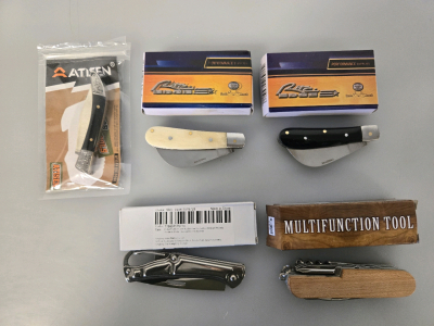 (4) Pocket Knives, (1) Multi-Tool