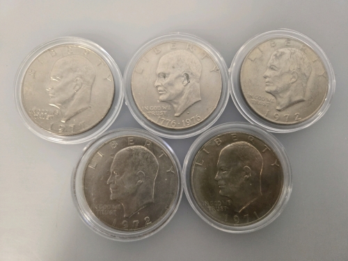 (5) 1971-1977 Eisenhower Dollar Coins