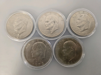 (5) 1971-1977 Eisenhower Dollar Coins