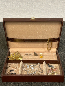 Jewelry Box With Earrings, Necklace, Rings, And Pendants