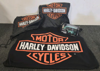 (2) New Harley Davidson Blanket With Draw String Bags, New Youth Moose Racing Goggles